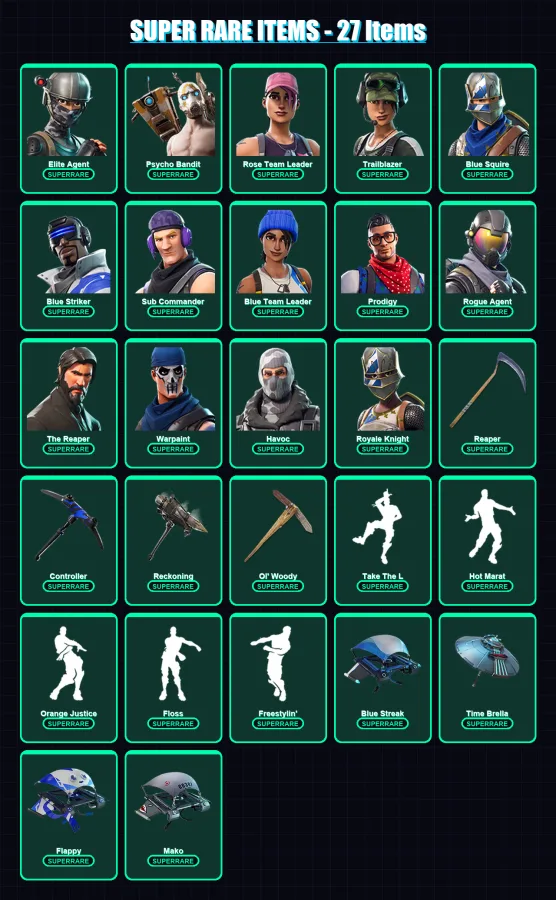 [PC/PSN] | Elite Agent | Psycho Bandit | Rose Team Leader | Trailblazer | Blue Squire | 183 skin | 202 pickaxe | 187 emote | 142 glider | Lv2065 — Fortnite account