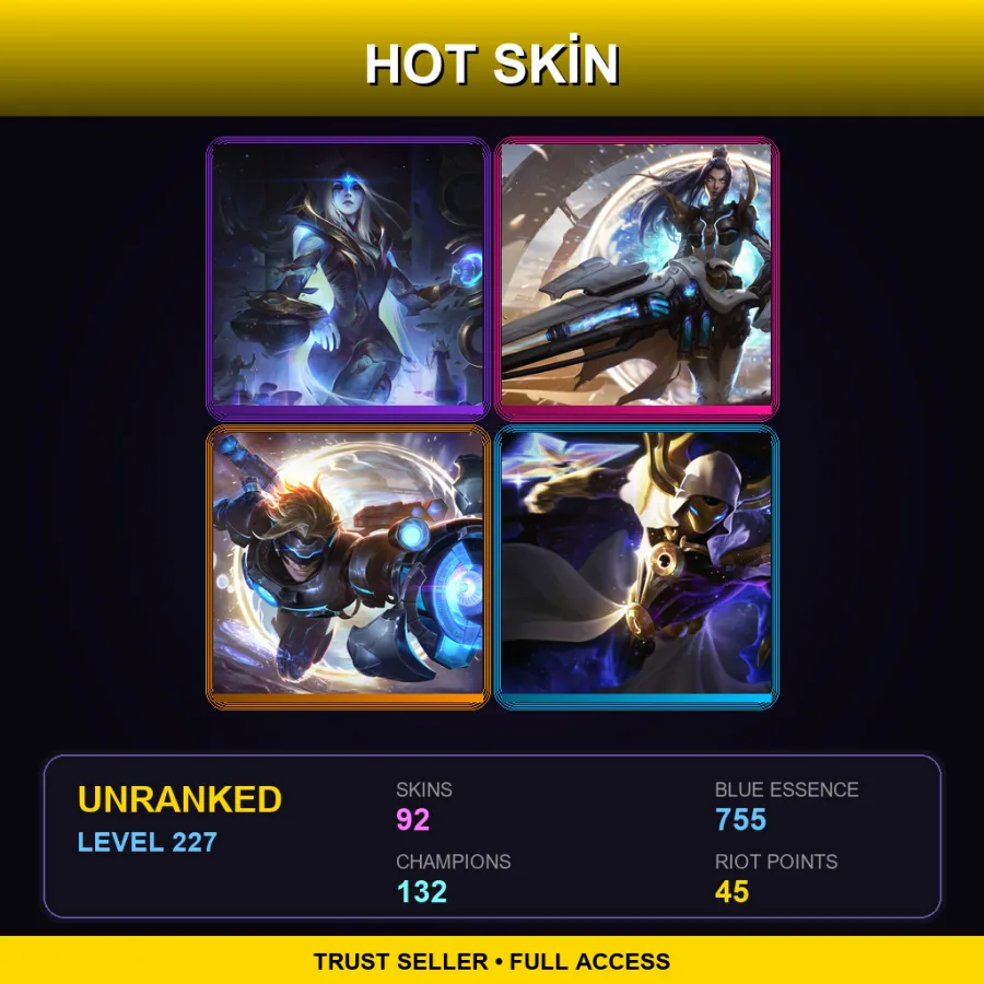 EUNE | Lv227 | Unranked | 92 Skin | 132 Champ