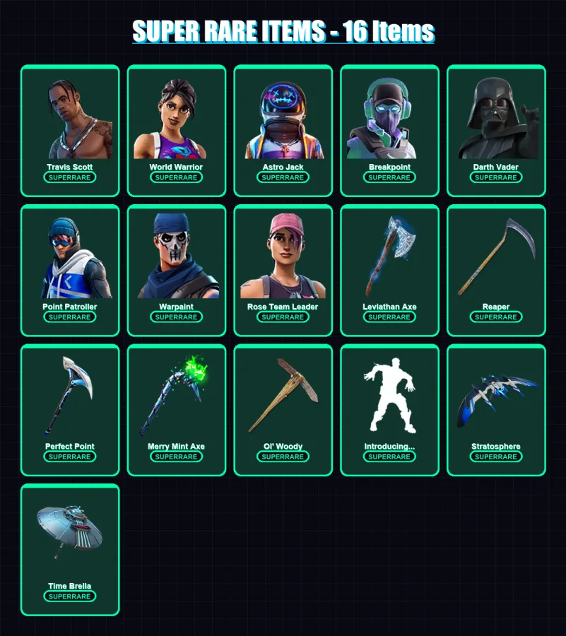 [PC/XBOX/PSN] | Travis Scott | World Warrior | Astro Jack | Breakpoint | Darth Vader | 267 skin | 268 pickaxe | 178 emote | 189 glider | Lv3325