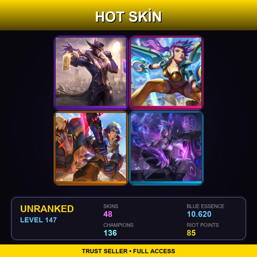 EUNE | Lv147 | Unranked | 48 Skin | 136 Champ — LoL account