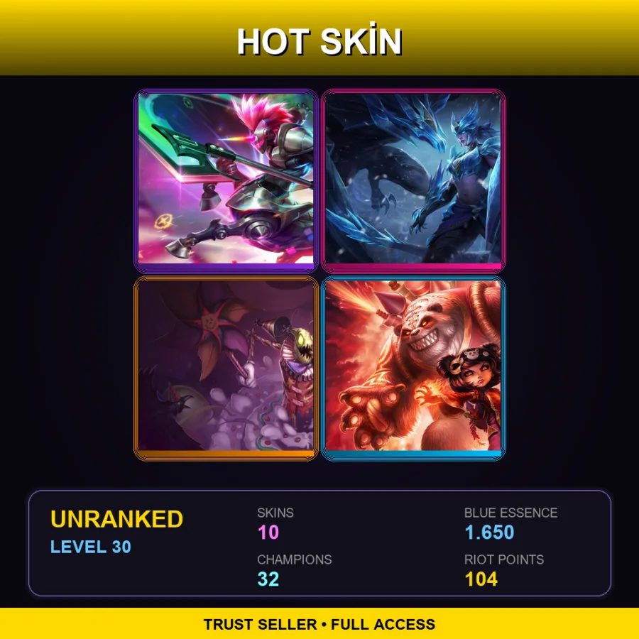 NA | Lv30 | Unranked | 10 Skin | 32 Champ