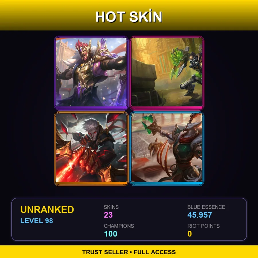 LAN | Lv98 | Unranked | 23 Skin | 100 Champ — Conqueror Varus
