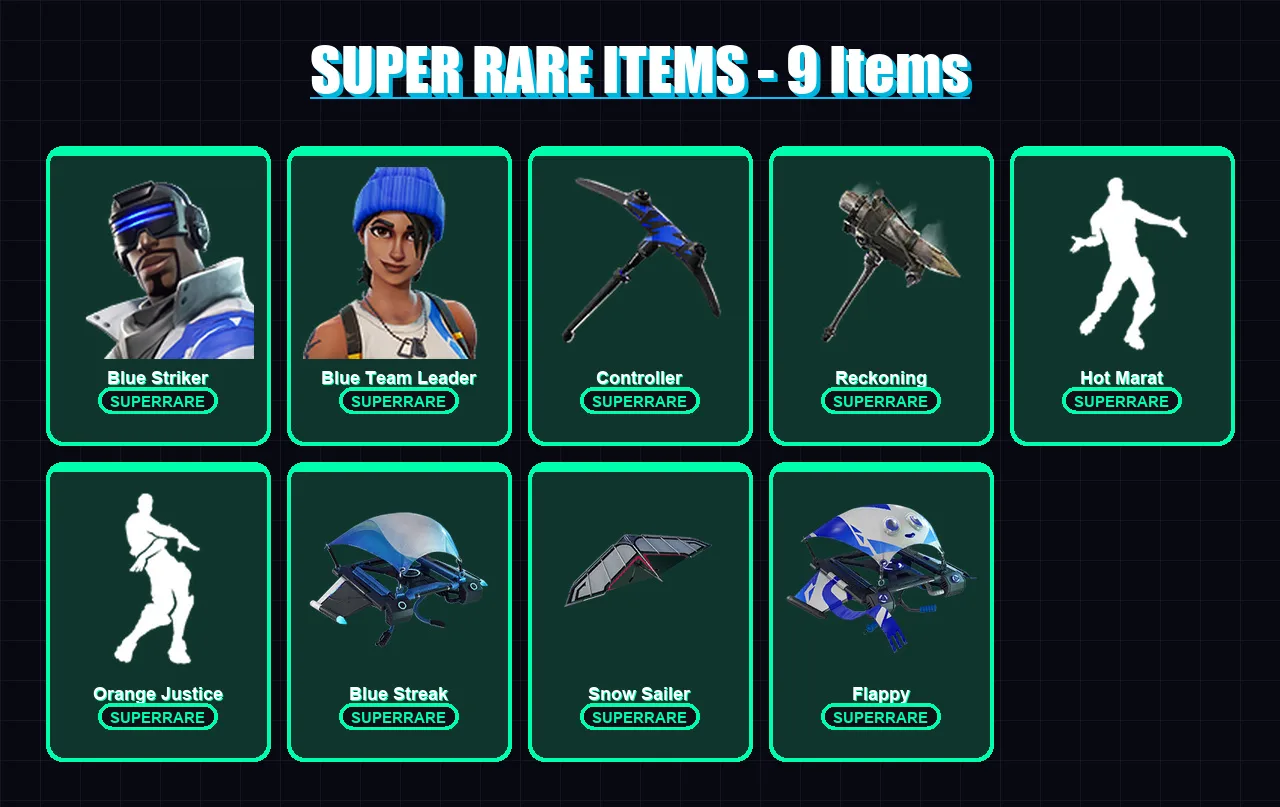 [PC/XBOX] | Blue Striker | Blue Team Leader | Omen | Snap | A.I.M. | 45 skin | 40 pickaxe | 43 emote | 54 glider | Lv694