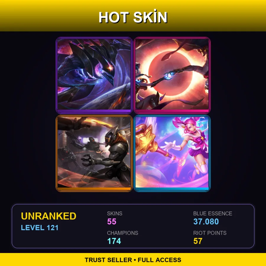 BR | Lv121 | Unranked | 55 Skin | 174 Champ — LoL account
