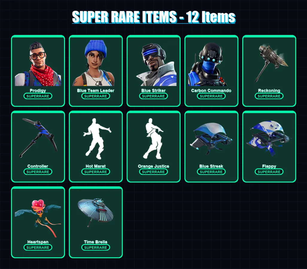 [PS4/PS5/XBOX/PC] | Prodigy | Blue Team Leader | Blue Striker | Carbon Commando | Midas | 101 skin | 103 pickaxe | 92 emote | 119 glider | Lv1583 — Fortnite account