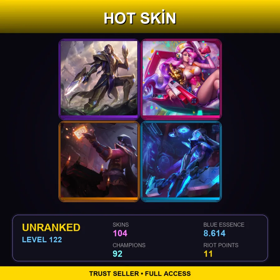 SG | Lv122 | Unranked | 104 Skin | 92 Champ — LoL account