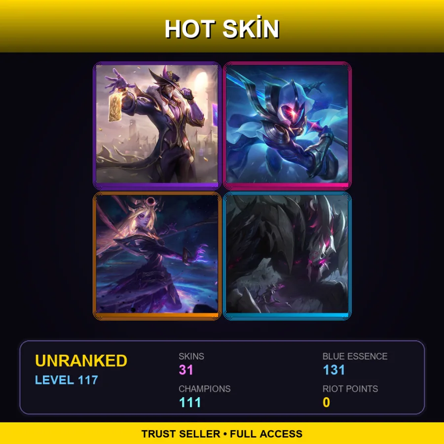 LAS | Lv117 | Unranked | 31 Skin | 111 Champ — Unranked / Smurf League of Legends