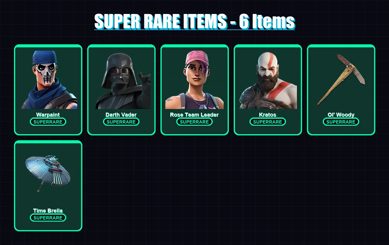 [PC/XBOX/PSN] | Warpaint | Darth Vader | Rose Team Leader | Kratos | Renzo the Destroyer | 49 skin | 67 pickaxe | 55 emote | 82 glider | Lv1214