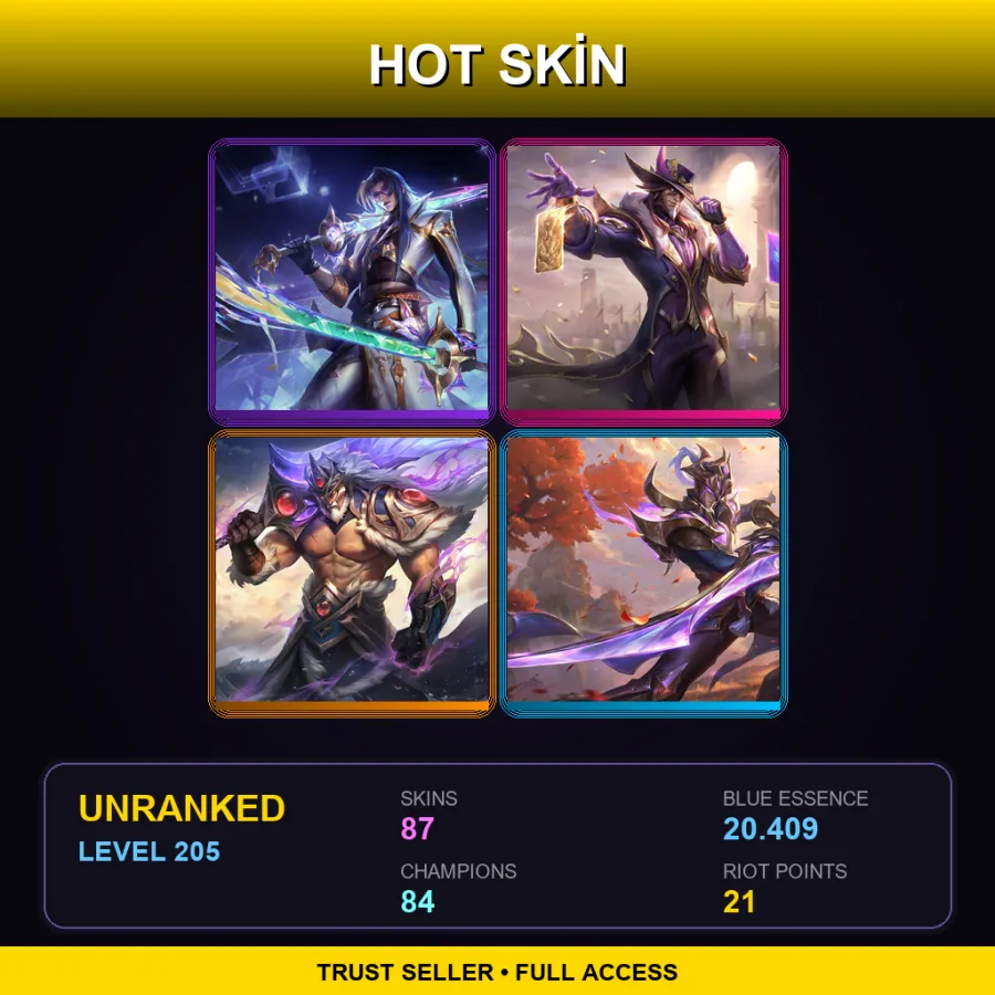 NA | Lv205 | Unranked | 87 Skin | 84 Champ
