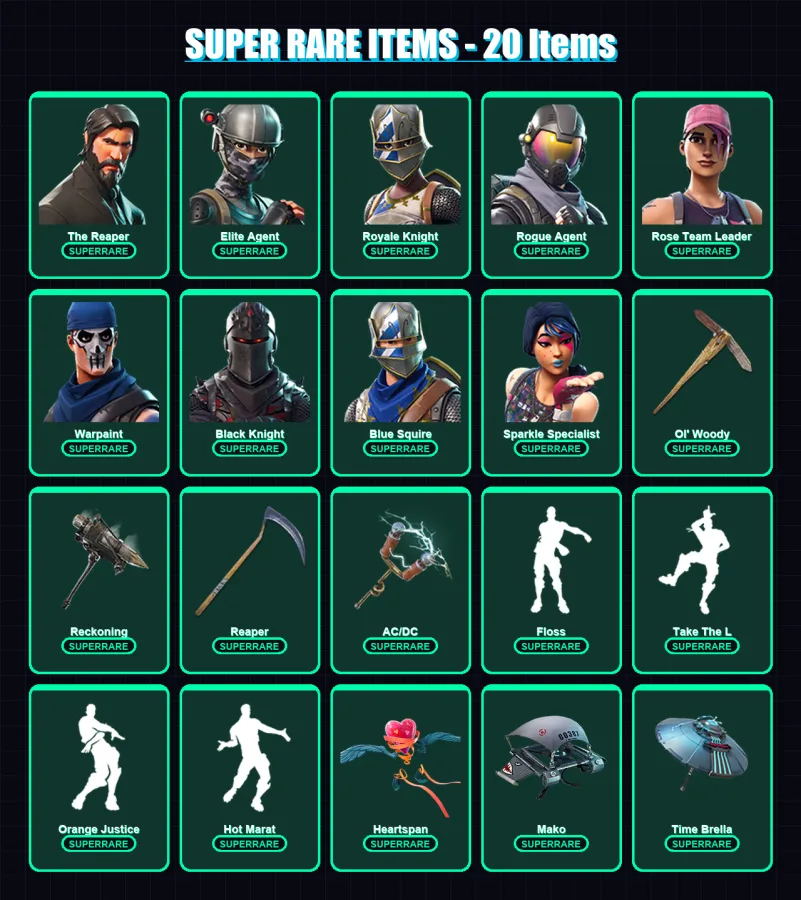[PC/XBOX/PSN] | The Reaper | Elite Agent | Royale Knight | Rogue Agent | Rose Team Leader | 151 skin | 172 pickaxe | 153 emote | 145 glider | Lv2211