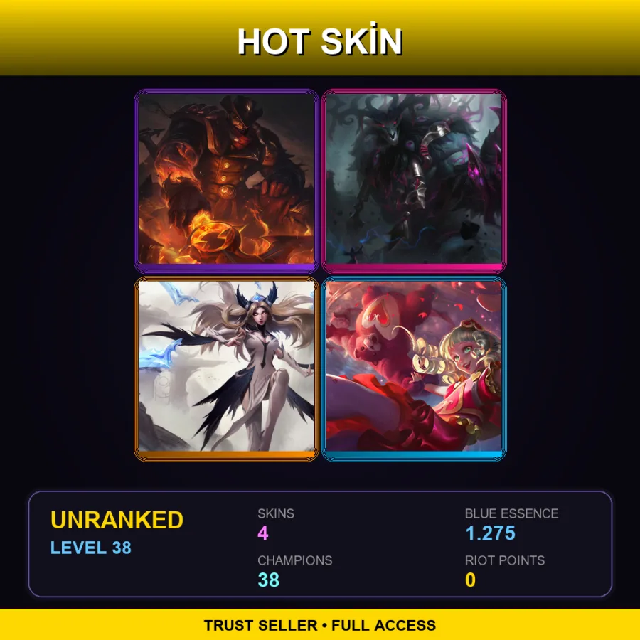 EUNE | Lv38 | Unranked | 4 Skin | 38 Champ