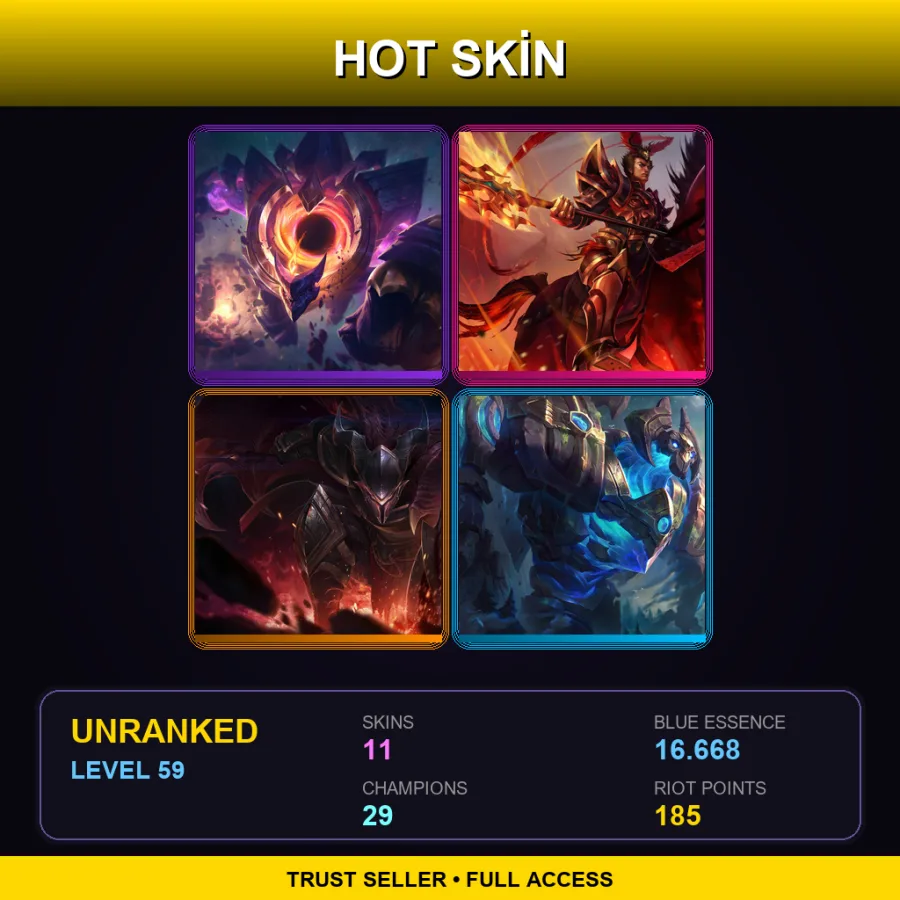 LAS | Dark Star Malphite | Warring Kingdoms Jarvan IV | Dragonslayer Pantheon | Enchanted Galio | 11 Skin | 29 Champ | Lv59