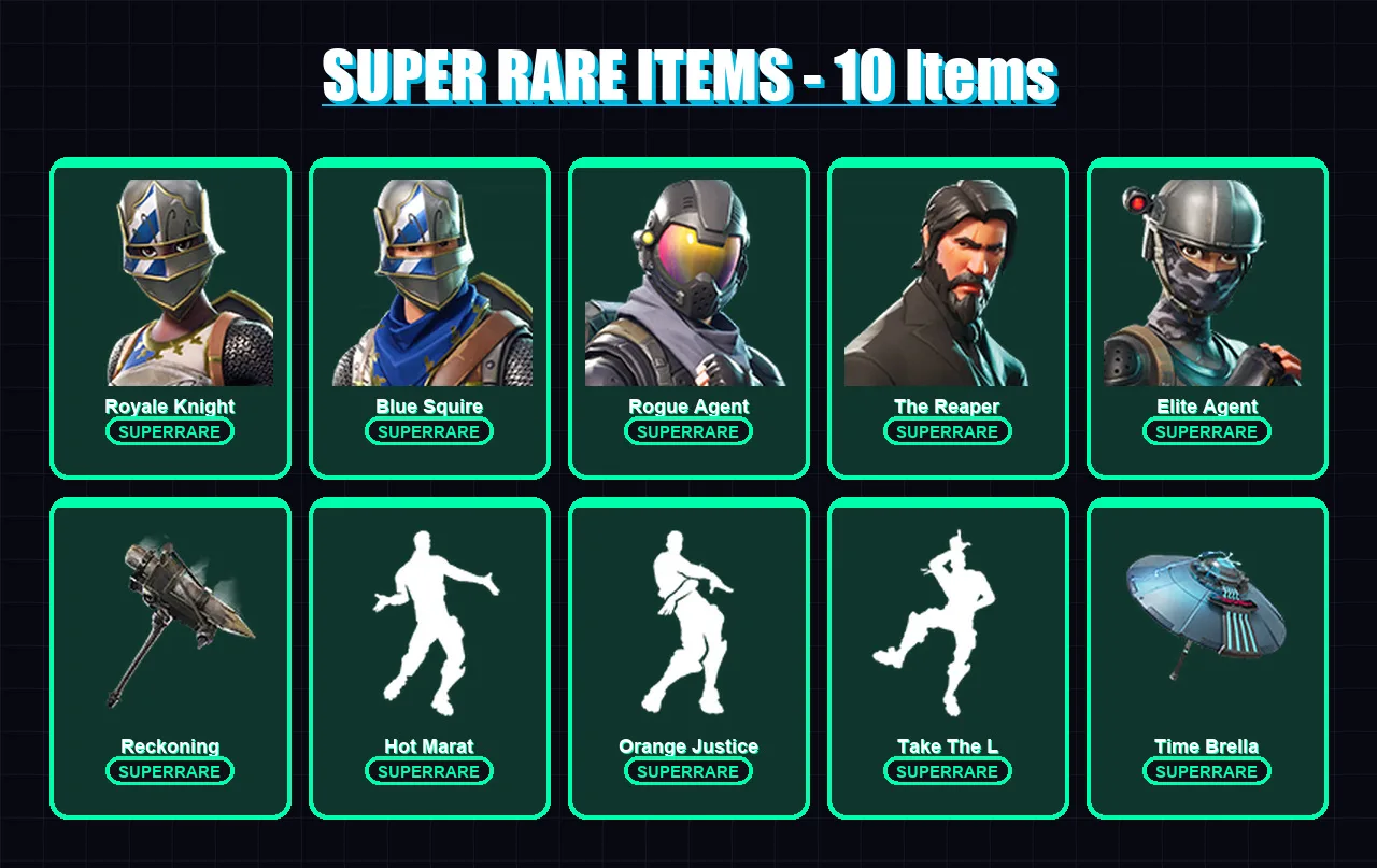 [PS4/PS5/XBOX/PC] | Royale Knight | Blue Squire | Rogue Agent | The Reaper | Elite Agent | 71 skin | 70 pickaxe | 91 emote | 73 glider | Lv1350