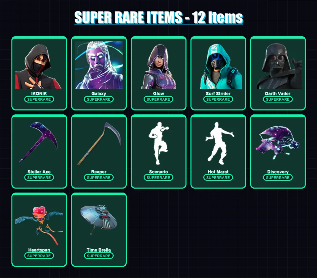 [PC/XBOX/PSN] | IKONIK | Galaxy | Glow | Surf Strider | Darth Vader | 190 skin | 246 pickaxe | 174 emote | 230 glider | Lv3183