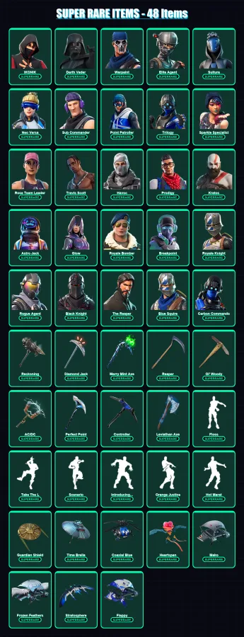 [PC/XBOX] | IKONIK | Darth Vader | Warpaint | Elite Agent | Sultura | 353 skin | 278 pickaxe | 287 emote | 206 glider | Lv2562