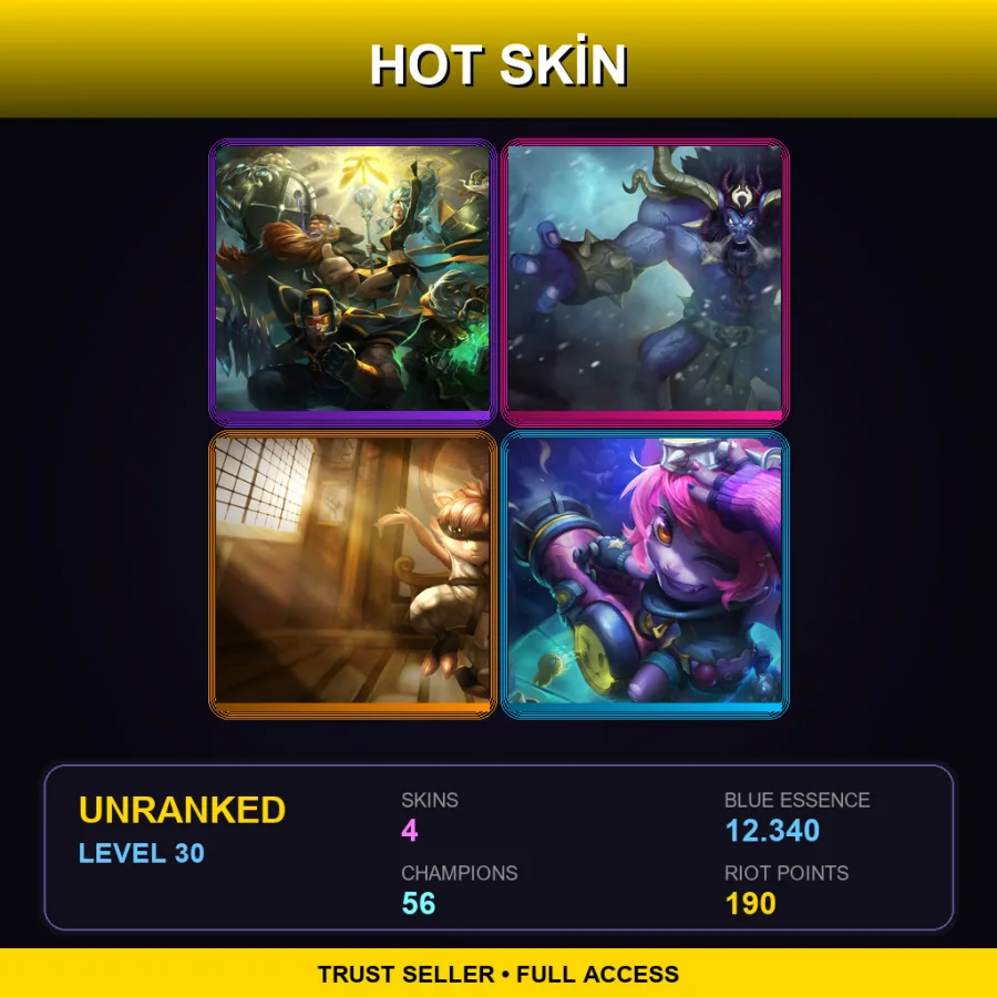 NA | Lv30 | Unranked | 4 Skin | 56 Champ