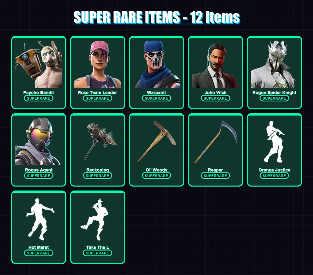 [PC/XBOX/PSN] | Psycho Bandit | Rose Team Leader | Warpaint | 165 skin | Lv1198 — Fortnite account