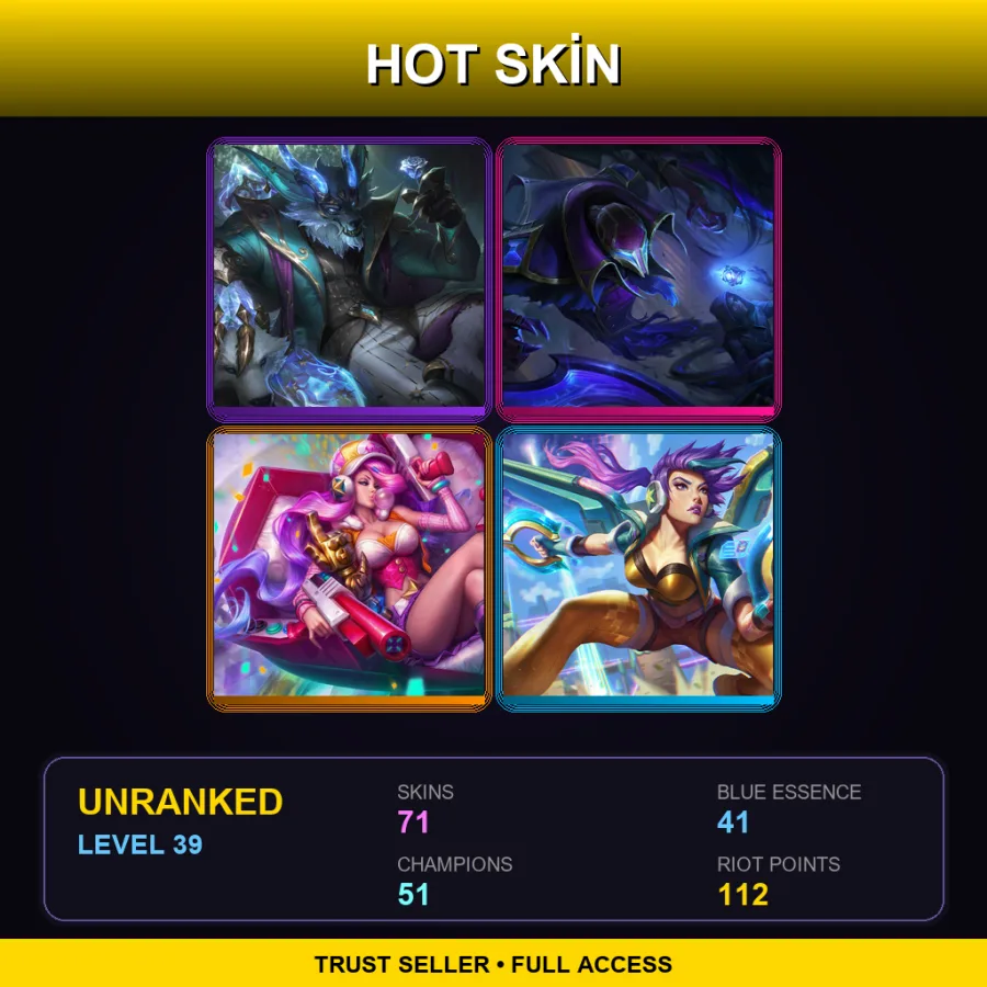 EUW | Prestige Winterblessed Warwick | Hextech Nocturne | Arcade Miss Fortune | Arcade Kai'Sa | 71 Skin | 51 Champ | Lv39