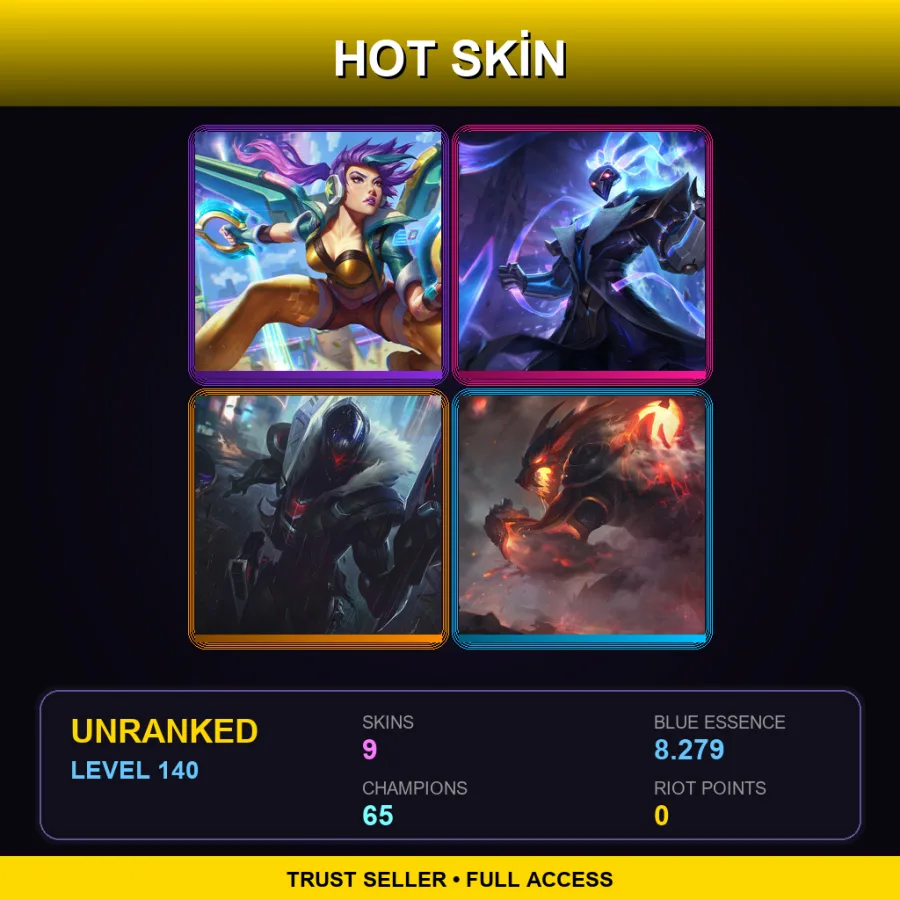 LAS | Lv140 | Unranked | 9 Skin | 65 Champ — Death Sworn Zed