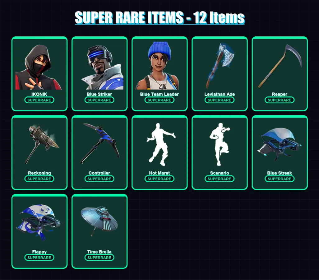 [PS4/PS5/XBOX/PC] | IKONIK | Blue Striker | Blue Team Leader | Luxe | Drift | 151 skin | 163 pickaxe | 149 emote | 141 glider | Lv2629