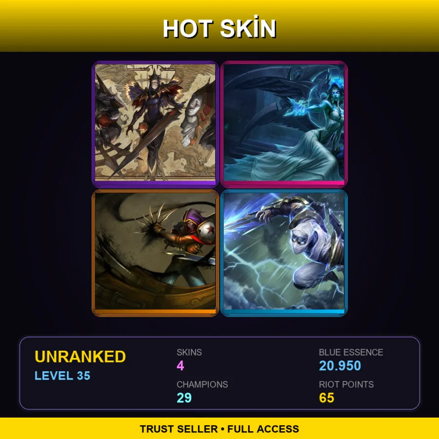 TR | Lv35 | Unranked | 4 Skin | 29 Champ — LoL account