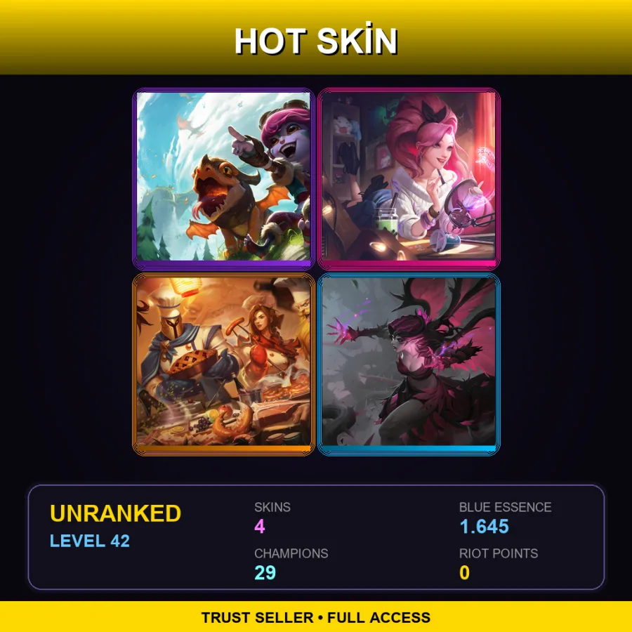 EUW | Lv42 | Unranked | 4 Skin | 29 Champ