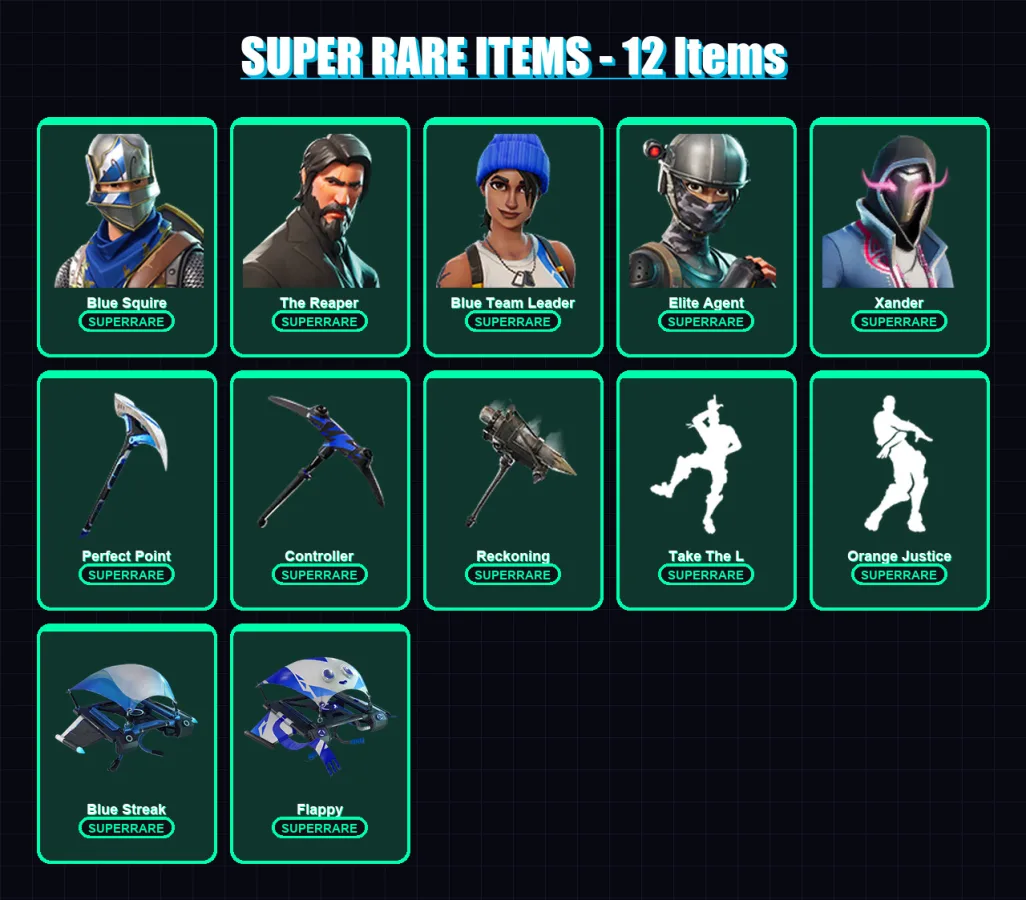 [PC/XBOX] | Blue Squire | The Reaper | Blue Team Leader | Elite Agent | Xander | 58 skin | 64 pickaxe | 81 emote | 66 glider | Lv922 — Fortnite account