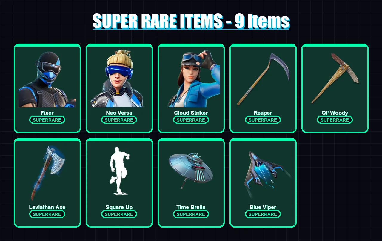 [PC/XBOX] | Fixer | Neo Versa | Cloud Striker | Mandalorian | Kymera | 127 skin | 165 pickaxe | 190 emote | 148 glider | Lv2644