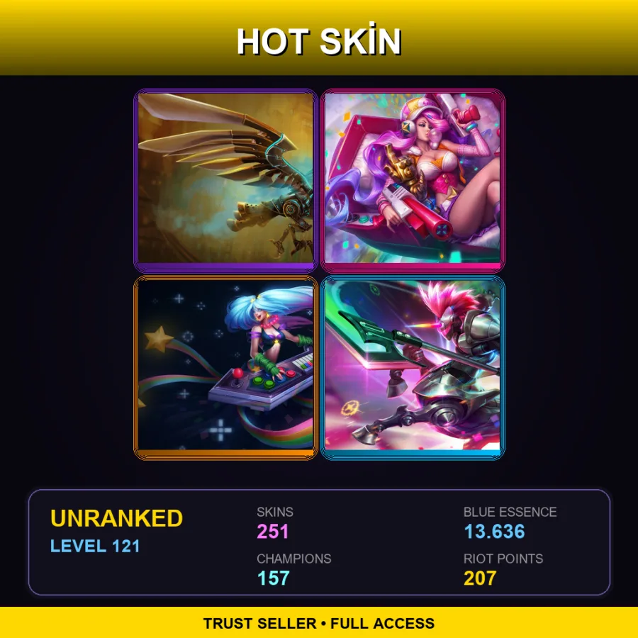 EUW | Lv121 | Unranked | 251 Skin | 157 Champ — LoL account