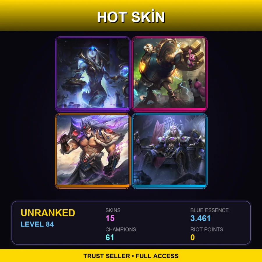 EUW | Lv84 | Unranked | 15 Skin | 61 Champ — LoL account