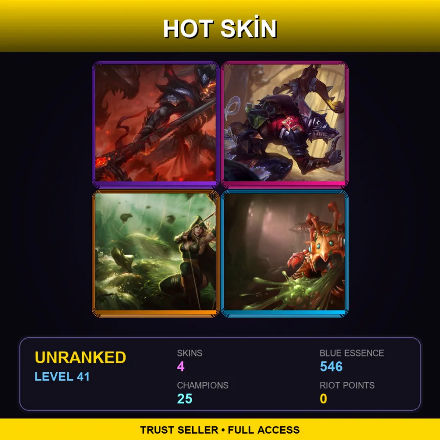 EUW | Lv41 | Unranked | 4 Skin | 25 Champ