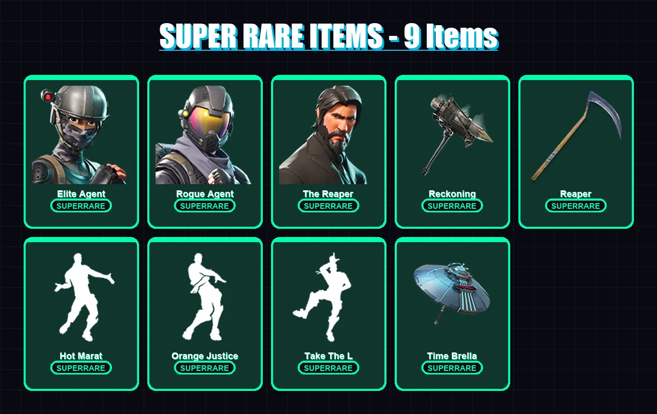 [PS4/PS5/PC] | Elite Agent | Rogue Agent | The Reaper | Valor | Eternal Knight | 133 skin | 157 pickaxe | 152 emote | 142 glider | Lv2177