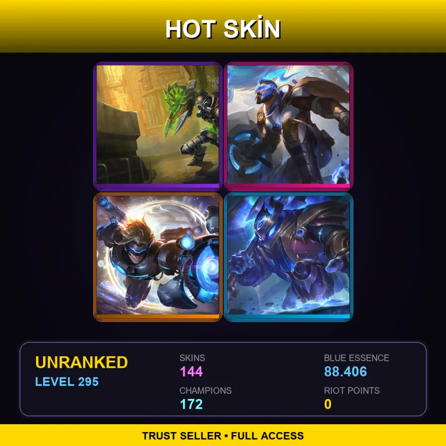 VN | Lv295 | Unranked | 144 Skin | 172 Champ with Ambessa