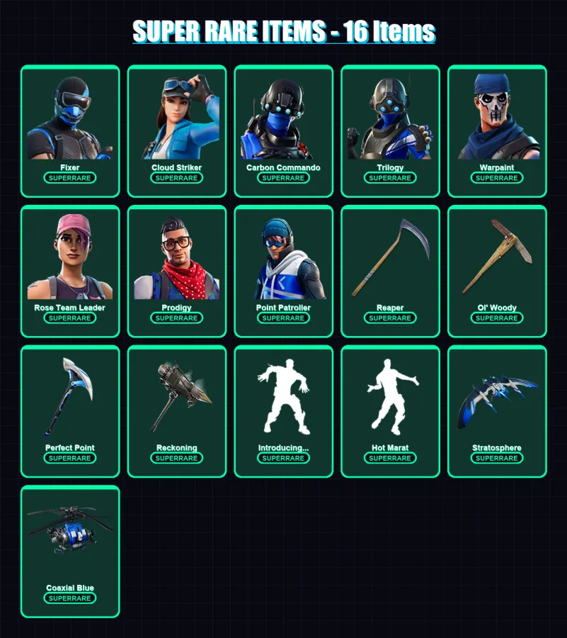 [PS4/PS5/XBOX/PC] | Fixer | Cloud Striker | Carbon Commando | Trilogy | Warpaint | 88 skin | 81 pickaxe | 87 emote | 88 glider | Lv1076