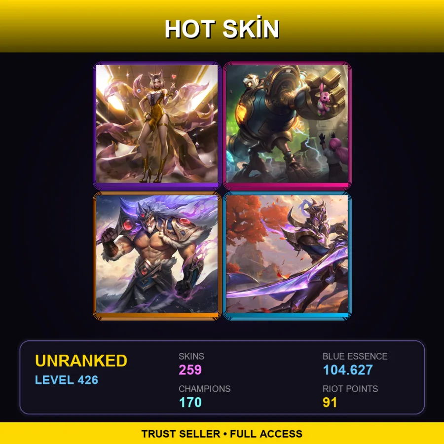 VN | Lv426 | Unranked | 259 Skin | 170 Champ