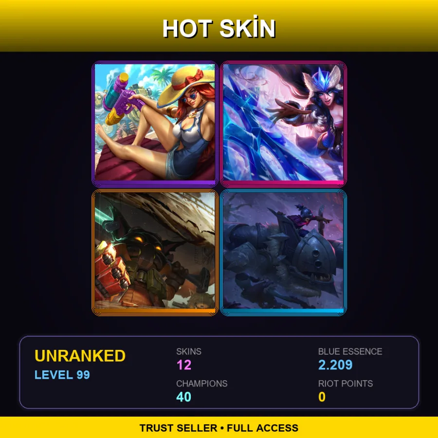 EUNE | Lv99 | Unranked | 12 Skin | 40 Champ — Commando Garen