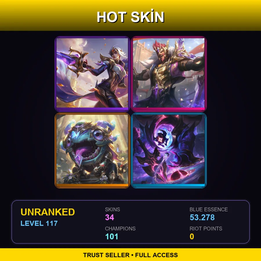 LAN | Lv117 | Unranked | 34 Skin | 101 Champ — Galactic Renekton