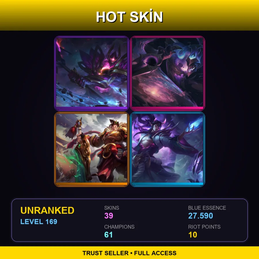 LAS | Lv169 | Unranked | 39 Skin | 61 Champ — LoL account