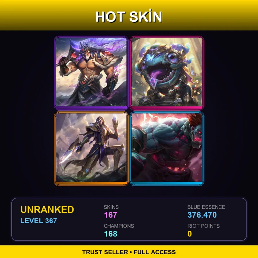VN | Lv367 | Unranked | 167 Skin | 168 Champ
