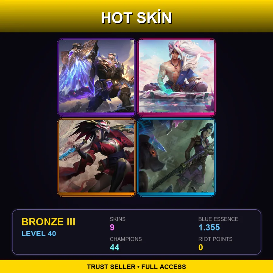 LAN | Lv40 | Bronze III | 9 Skin | 44 Champ
