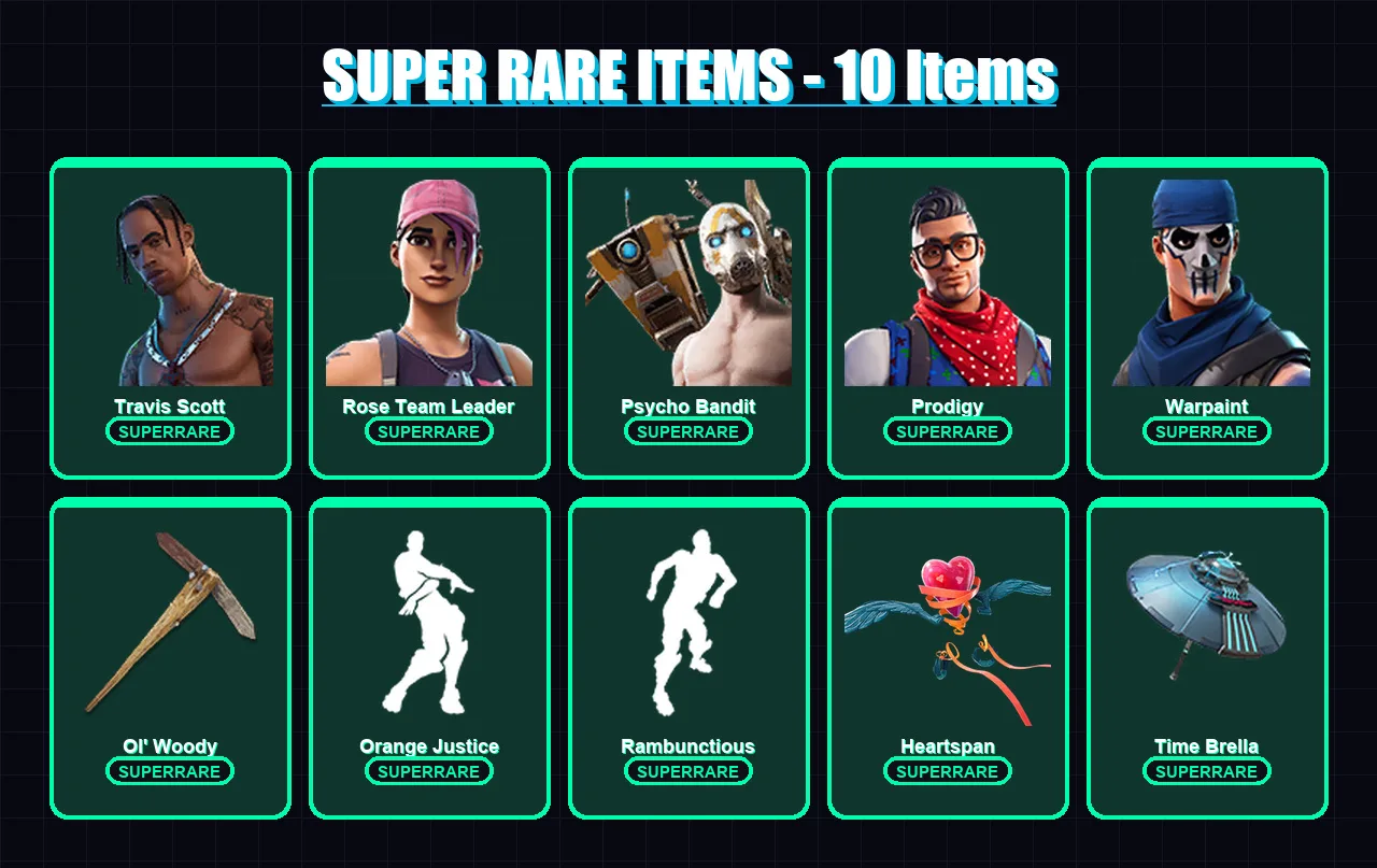 [PS4/PS5/XBOX/PC] | Travis Scott | Rose Team Leader | Psycho Bandit | Prodigy | Warpaint | 109 skin | 133 pickaxe | 96 emote | 114 glider | Lv1937