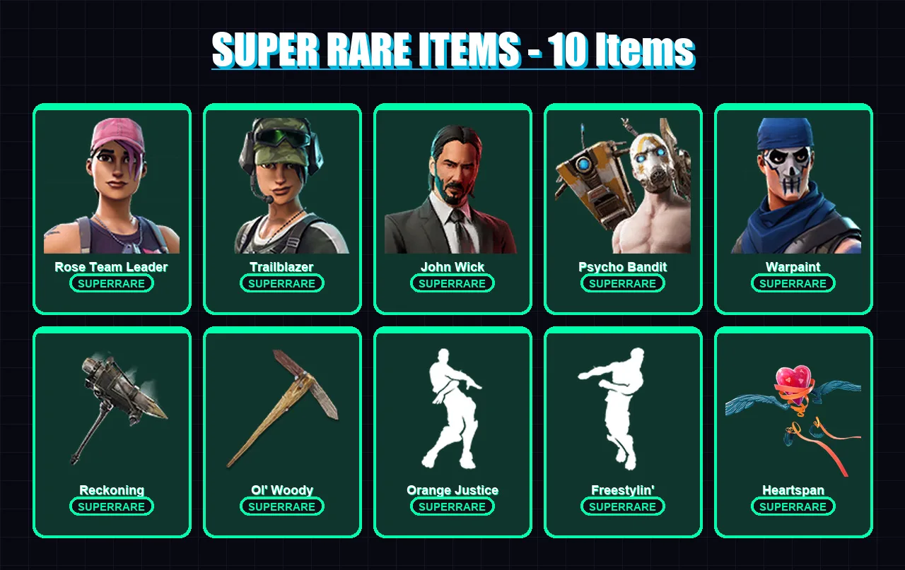 [PC/XBOX/PSN] | Rose Team Leader | Trailblazer | John Wick | Psycho Bandit | Warpaint | 103 skin | 91 pickaxe | 57 emote | 70 glider | Lv787
