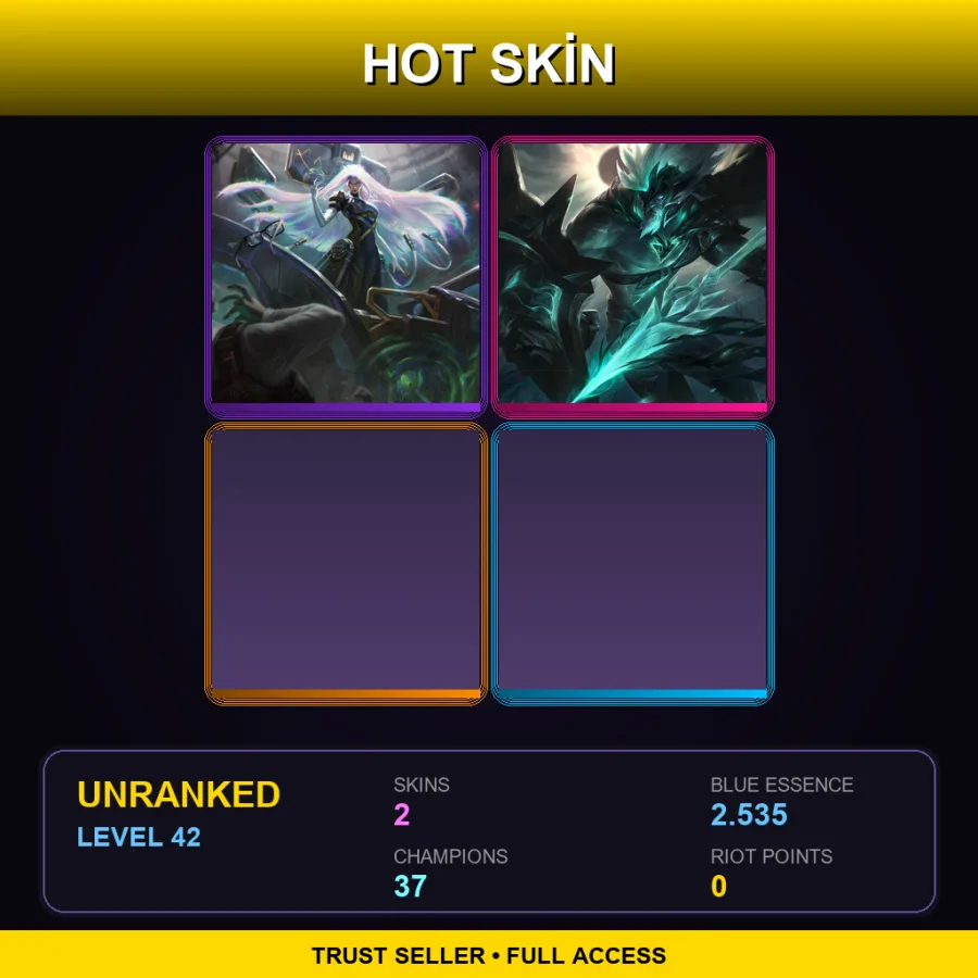 SG | Lv42 | Unranked | 2 Skin | 37 Champ — LoL account