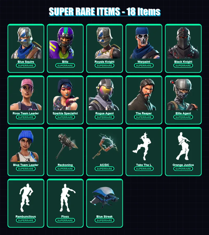 [PS4/PS5/XBOX/PC] | Blue Squire | Blitz | Royale Knight | Warpaint | Black Knight | 103 skin | 70 pickaxe | 89 emote | 60 glider | Lv709