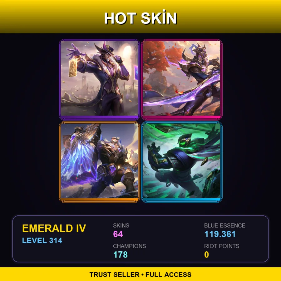 BR | Lv314 | Emerald IV | 64 Skin | 178 Champ