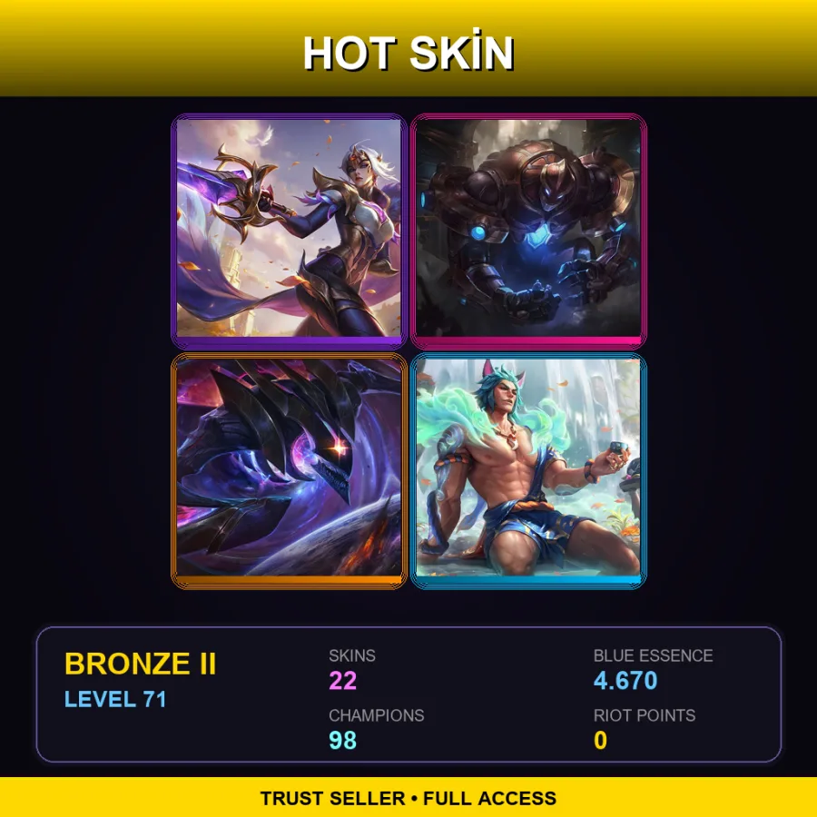 LAN | Lv71 | Bronze II | 22 Skin | 98 Champ with Mordekaiser