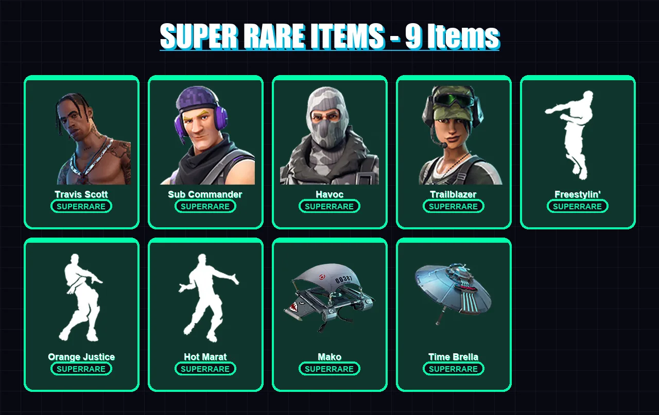 [PC/XBOX] | Travis Scott | Sub Commander | Havoc | Trailblazer | Ruin | 47 skin | 84 pickaxe | 84 emote | 94 glider | Lv1510