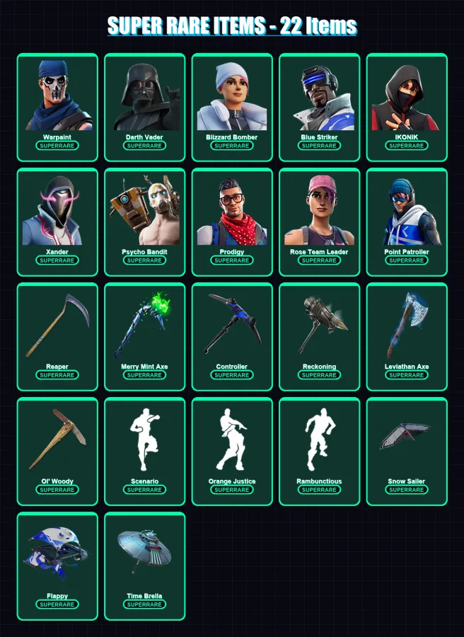 [PC/XBOX] | Warpaint | Darth Vader | Blizzard Bomber | Blue Striker | IKONIK | 334 skin | 330 pickaxe | 302 emote | 259 glider | Lv4058
