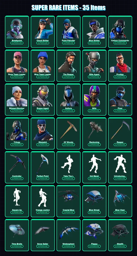 [PC/PSN] | Breakpoint | Cloud Striker | Point Patroller | Blue Striker | Carbon Commando | 321 skin | 314 pickaxe | 293 emote | 229 glider | Lv3650 — Fortnite account