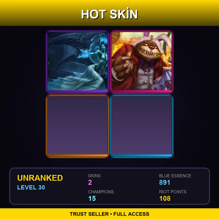 LAN | Ghost Bride Morgana | Annie in Wonderland | 2 Skin | 15 Champ | Lv30